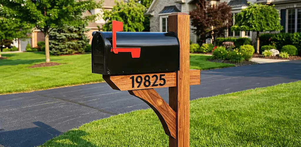 New mailbox installation with post and address number for a home in Huntsville, AL