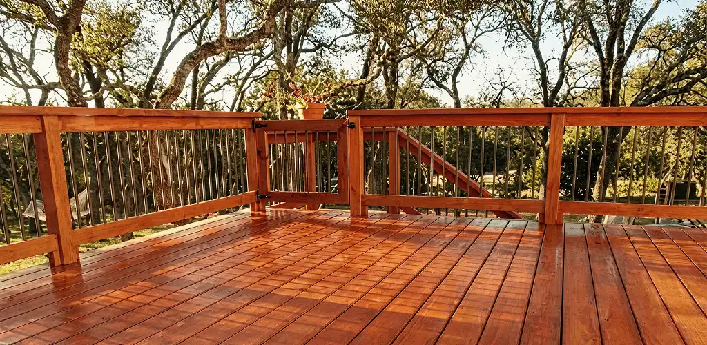 Deck sealing results with a freshly sealed wood deck in Huntsville, AL